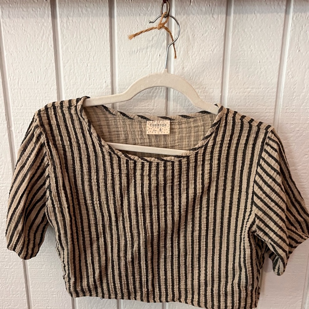 Curator cropped linen top